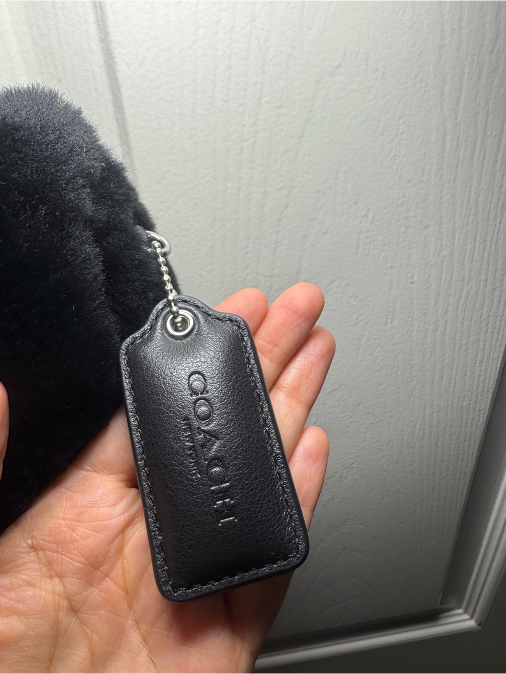 Coach Black Faux Fur Shoulder Bag with Gunmetal Chain Strap - Picture 2 of 7